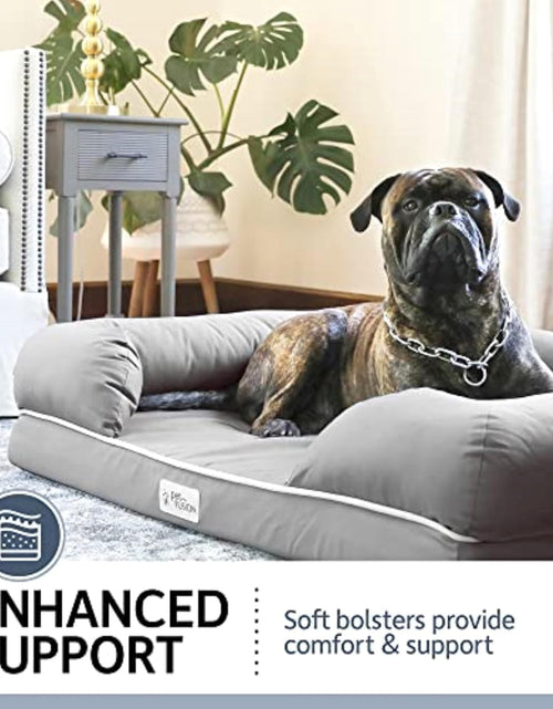 Load image into Gallery viewer, Ultimate Dog Bed, Orthopedic Memory Foam, Medium Firmness Pillow, Waterproof Liner, YKK Zippers, Breathable 35% Cotton Cover, 1Yr. Warranty,Slate Grey, X-Large (44X34")
