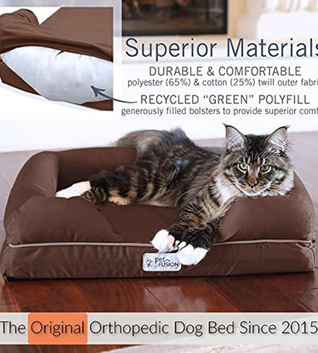 Ultimate Dog Bed, Orthopedic Memory Foam, Multiple Sizes/Colors, Medium Firmness Pillow, Waterproof Liner, YKK Zippers, Breathable 35% Cotton Cover, 1Yr. Warranty, Small (25X20"), Brown